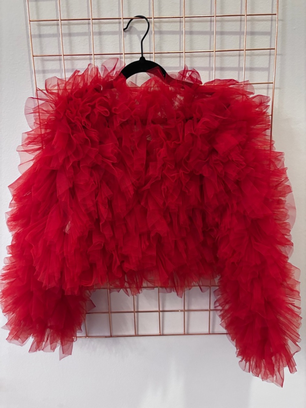 Ooh! La, La! Couture Red Ruffled Tulle Kids Jacket - Picture 3 of 3